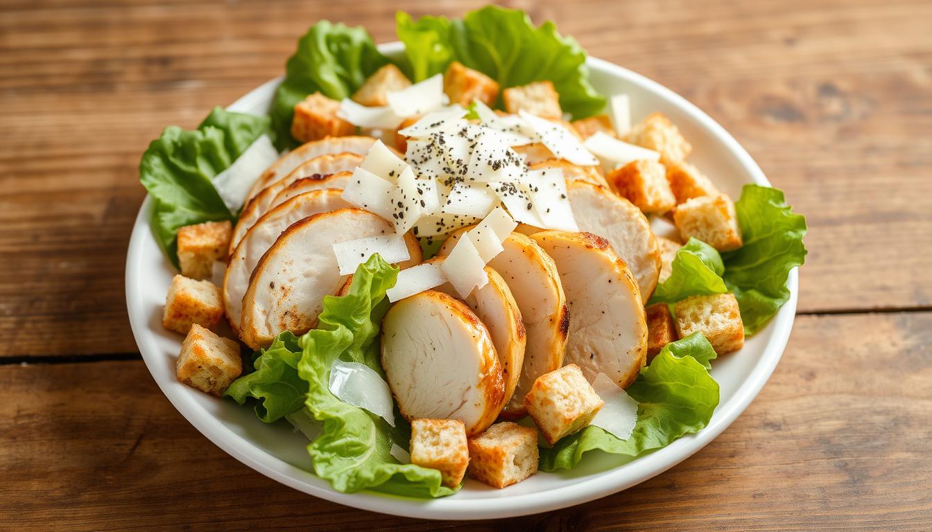 Chicken Caesar salad with homemade dressing